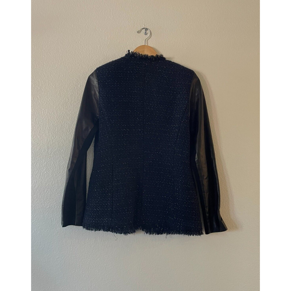 Rebecca Taylor Tweed Leather Fringe Moto Jacket - Picture 3 of 9